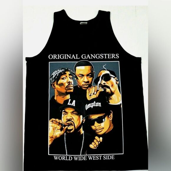 NWOT Black Graphic Tank Top with Original Gangsters Print - Picture 1 of 9
